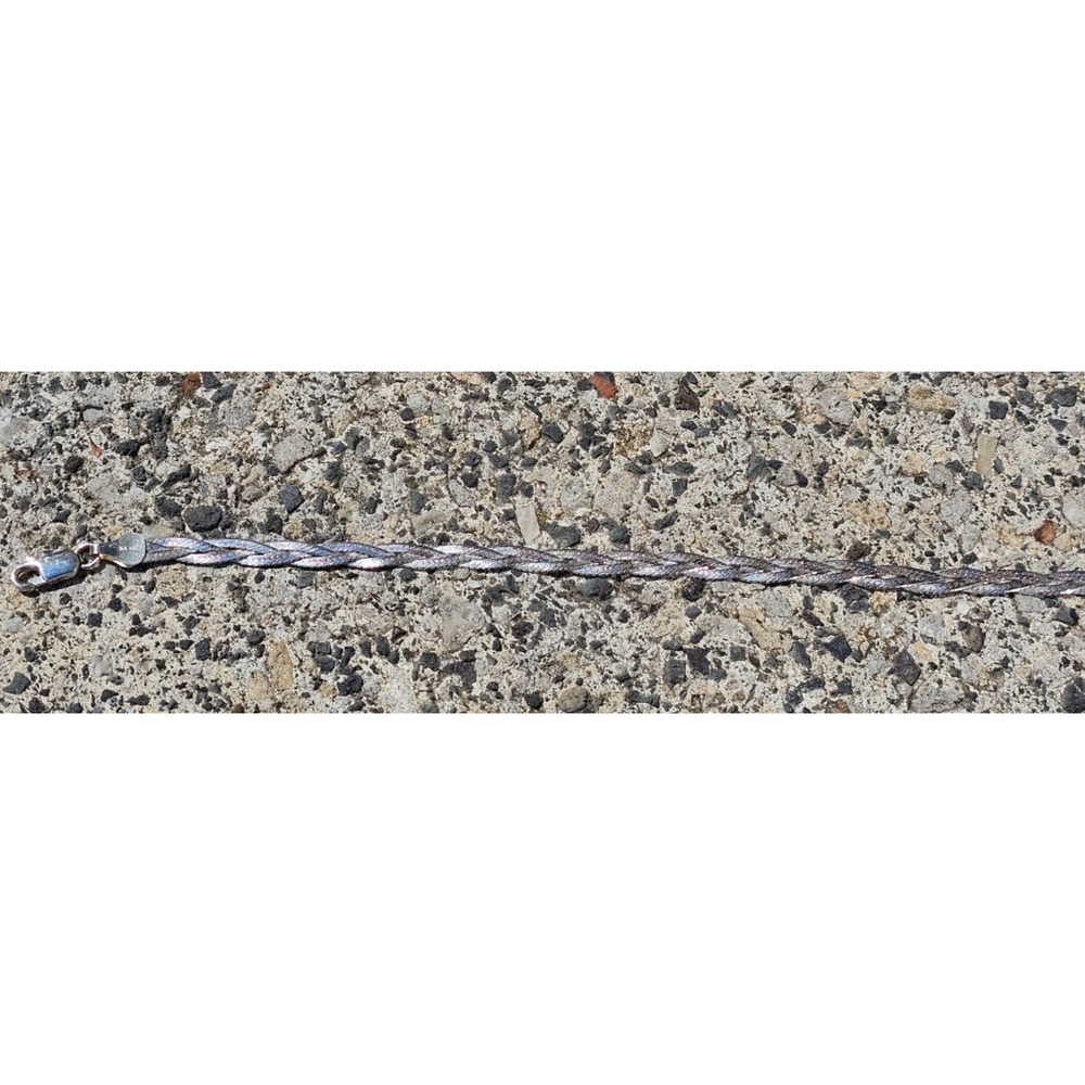 7 1/2" Braided Bracelet 2 Strand Italian Sterling Silver .925 Signed KA 1772